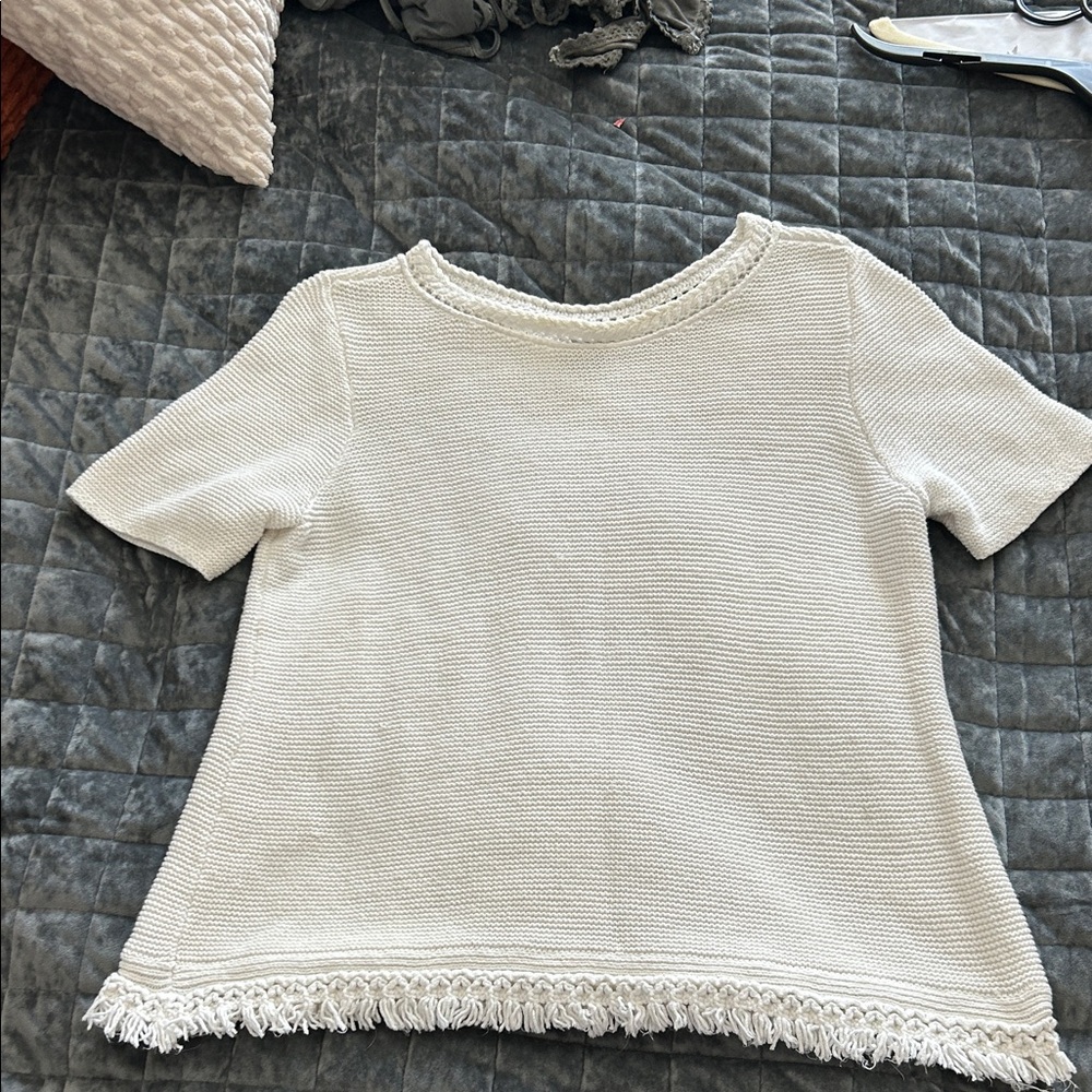 Chico's Cream Short Sleeve Sweater
